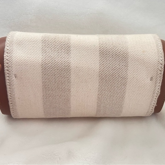 Madison West Striped Cream and Brown Shoulder Bag - Picture 1 of 6